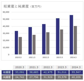 総資産と純資産のグラフ具体的な数値は後述）